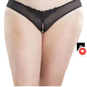 Black mesh and pearl thong